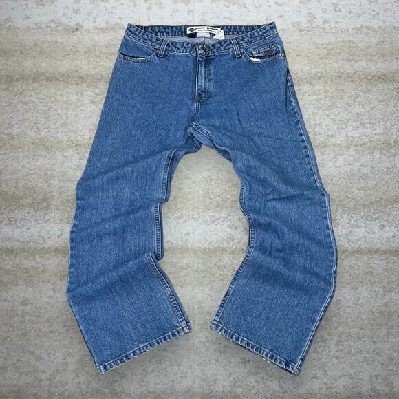 Vintage Y2K Harley Davidson Jeans 32x30 Boot Cut Flared Fit Medium Wash - Picture 2 of 4